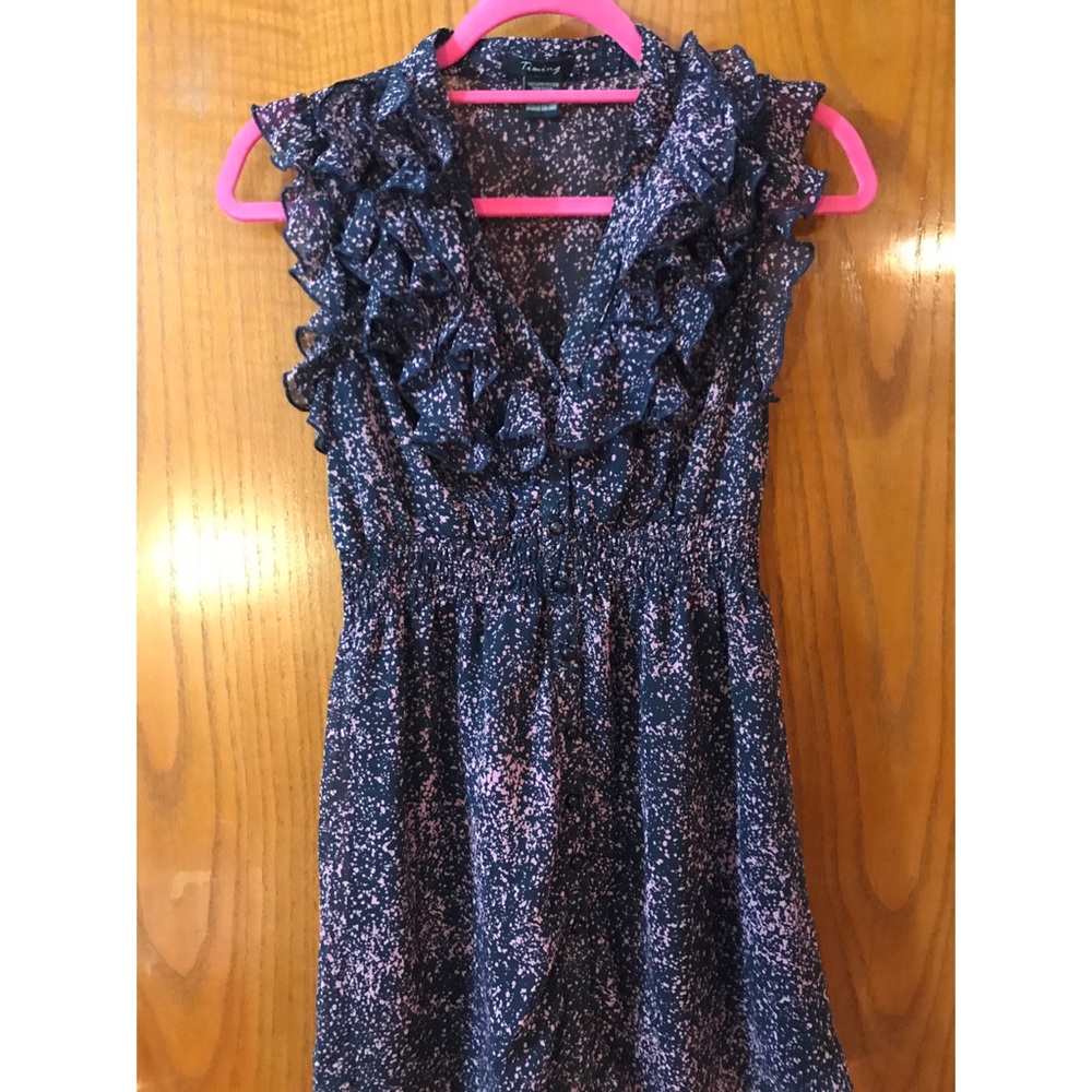 Blue and Pink Dress with Ruffles